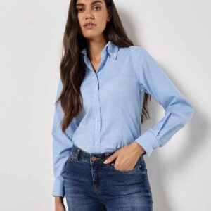 Kustom Kit Ladies Long Sleeve Tailored Workwear Oxford Shirt