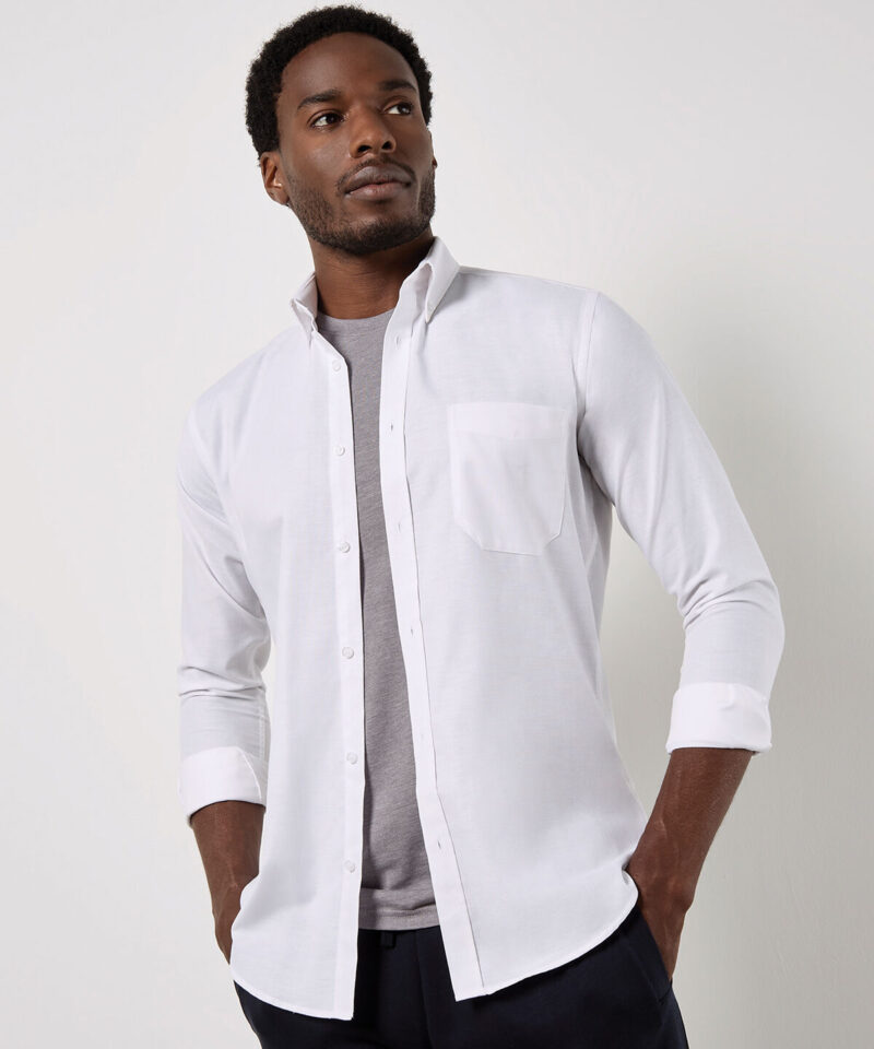Kustom Kit Long Sleeve Slim Fit Workwear Oxford Shirt