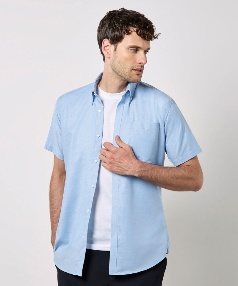 Kustom Kit Short Sleeve Slim Fit Oxford Shirt