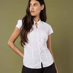 Kustom Kit Ladies Cap Sleeve V Neck Tailored Continental Blouse
