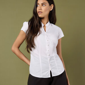 Kustom Kit Ladies Cap Sleeve V Neck Tailored Continental Blouse