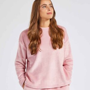 Brand Lab Ladies Plush Fleece Crew Neck Sweatshirt