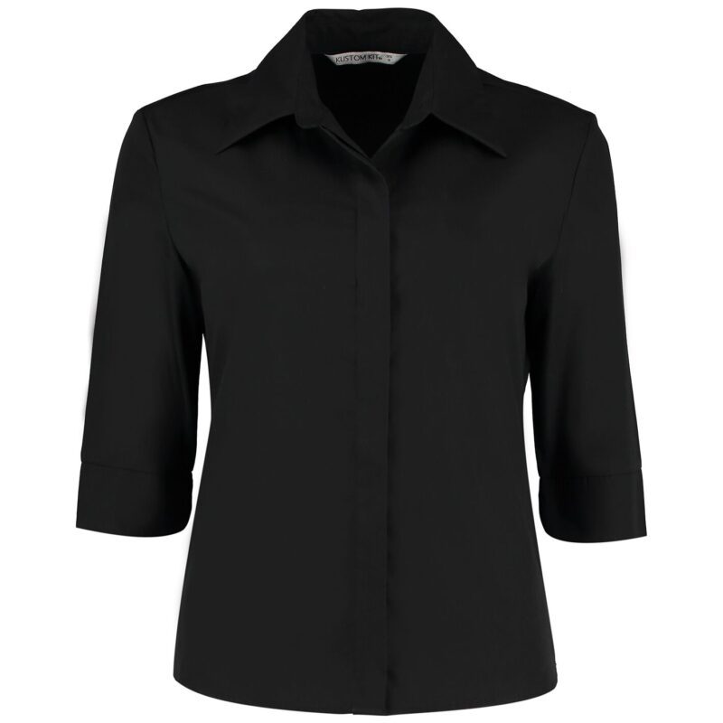 Kustom Kit Ladies 3/4 Sleeve Tailored Continental Shirt