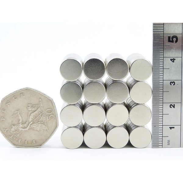 10mm x 2mm neodymium magnets comparison to 50p
