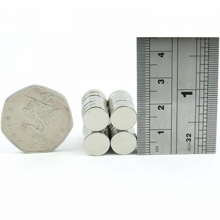 10mm x 3mm neodymium magnets comparison to 50p