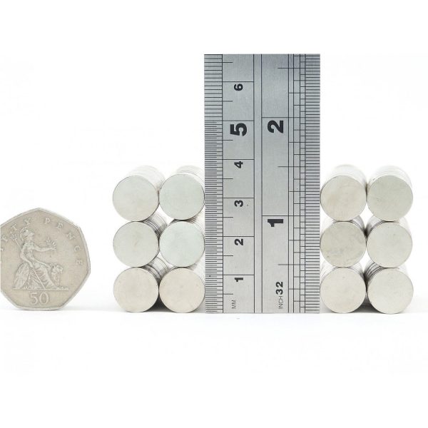 12mm x 2mm neodymium magnets comparison to 50p