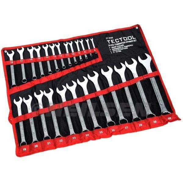 25pc-metric-combination-spanner-set-by-tectool-6mm-to-32mm-wrench-in-tool-roll-283-p