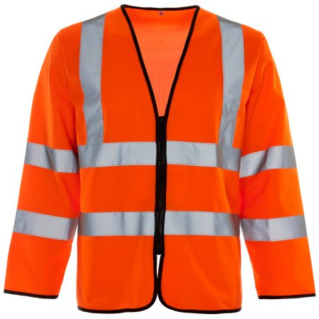 Supertouch Hi Vis Orange Long Sleeved Zip Vest with ID & Phone Pocket
