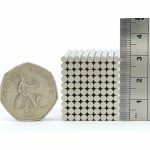 3mm x 2mm neodymium magnets comparison in size to 50p
