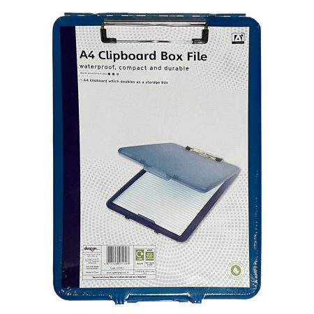 A* Stationery Clipboard Box File Waterproof Blue