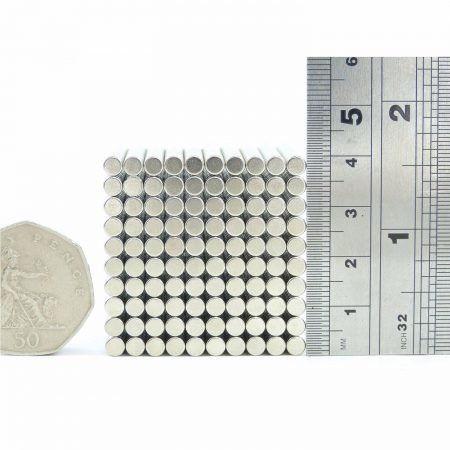 4mm x 3mm neodymium magnets comparison in size to 50p
