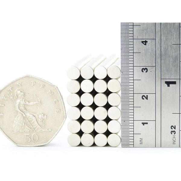 5mm x 0.5mm neodymium magnets comparison in size to 50p