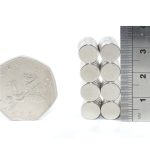 8mm x 2mm neodymium magnets pack of 50 comparison in size to 50p