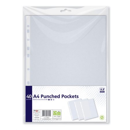 A* Stationery A4 Punched Pockets Pack of 40