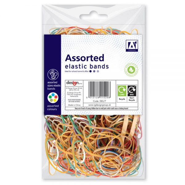 A* Stationery Assorted Elastic Rubber Bands Assorted Colours & Sizes