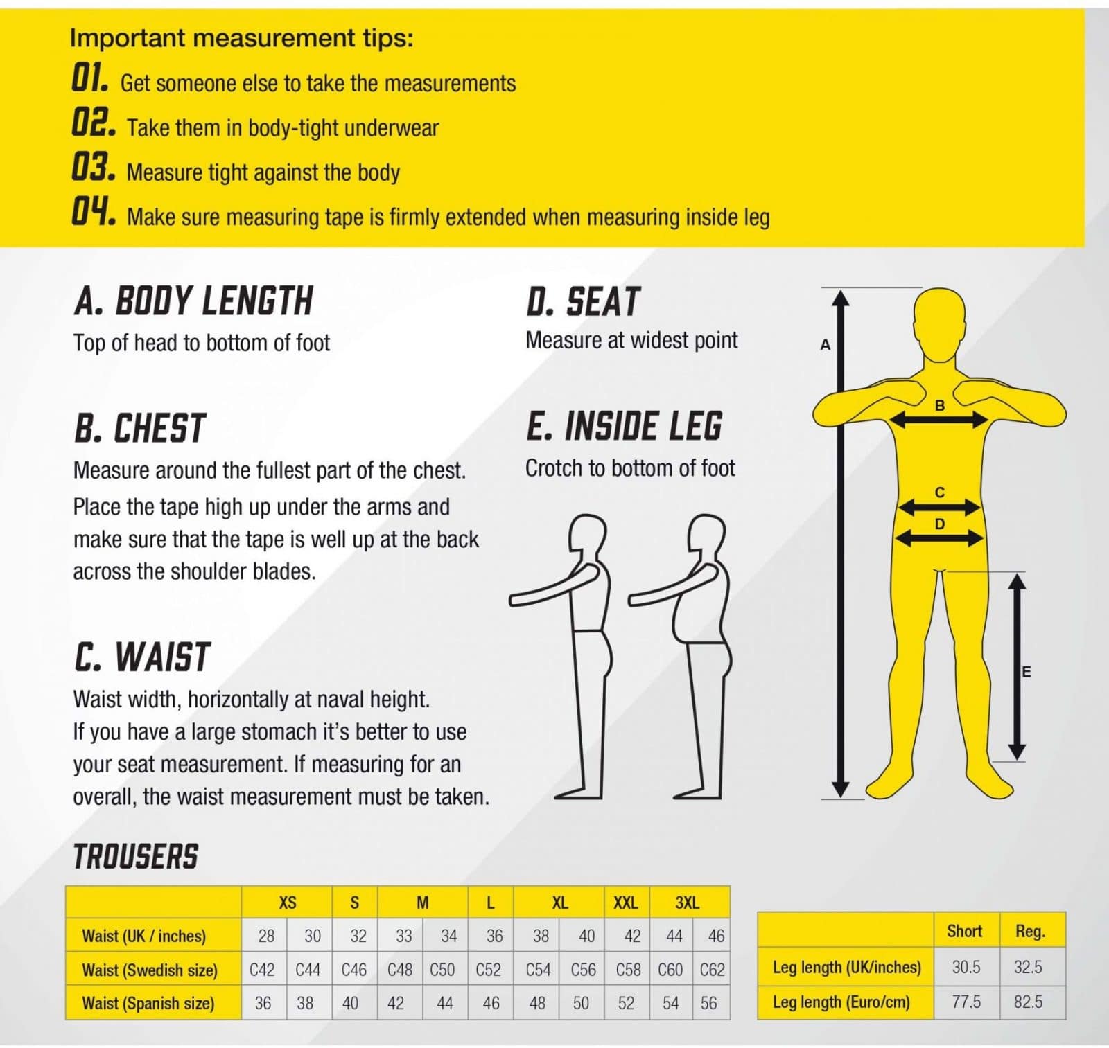 standsafe size guide for trousers