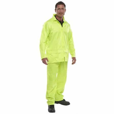 hi vis yellow nylon waterproof suit