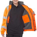 fleece lined hi vis bomber jacket in orange
