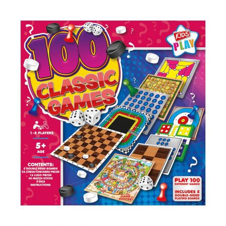 Kids Play 100 Classic Board Games 1-8 players Ages 5+
