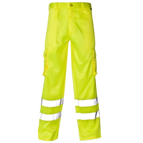 Supertouch Hi Vis Yellow Combat Trousers Ankle Band