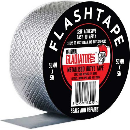 Gladiator Metallised Butyl Flash Tape Waterproof Strong Adhesive Insulative 50mm