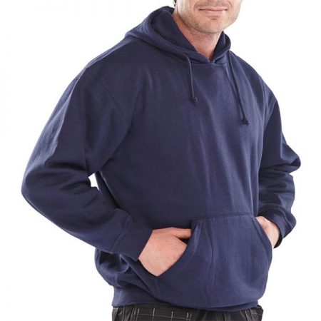 click polycotton hooded sweatshirt in navy