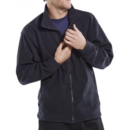 click workwear fleece zip-up jacket in navy