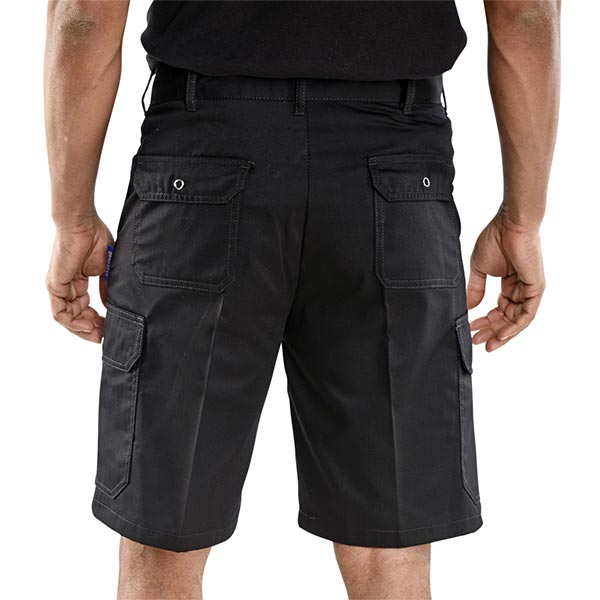 click workwear combat shorts in black reverse