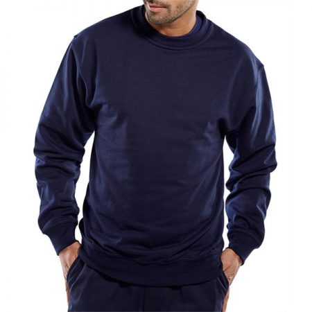 click workwear polycotton sweatshirt in navy