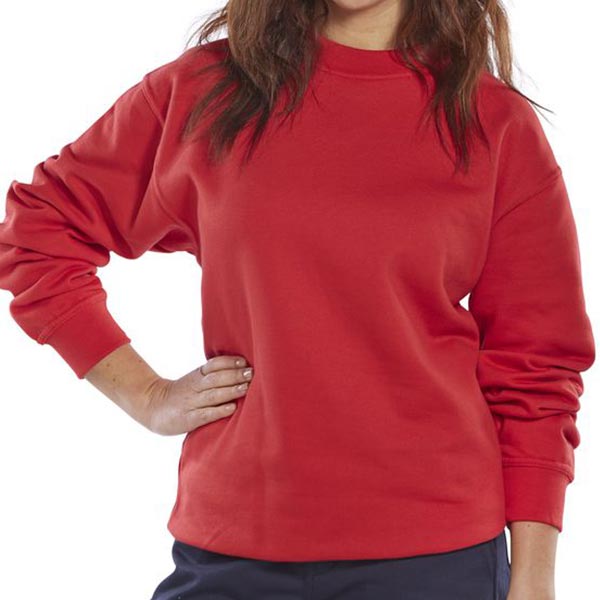 click workwear polycotton sweatshirt in red