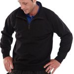 click-workwear-quarter-zip-sweatshirt-jumper-black
