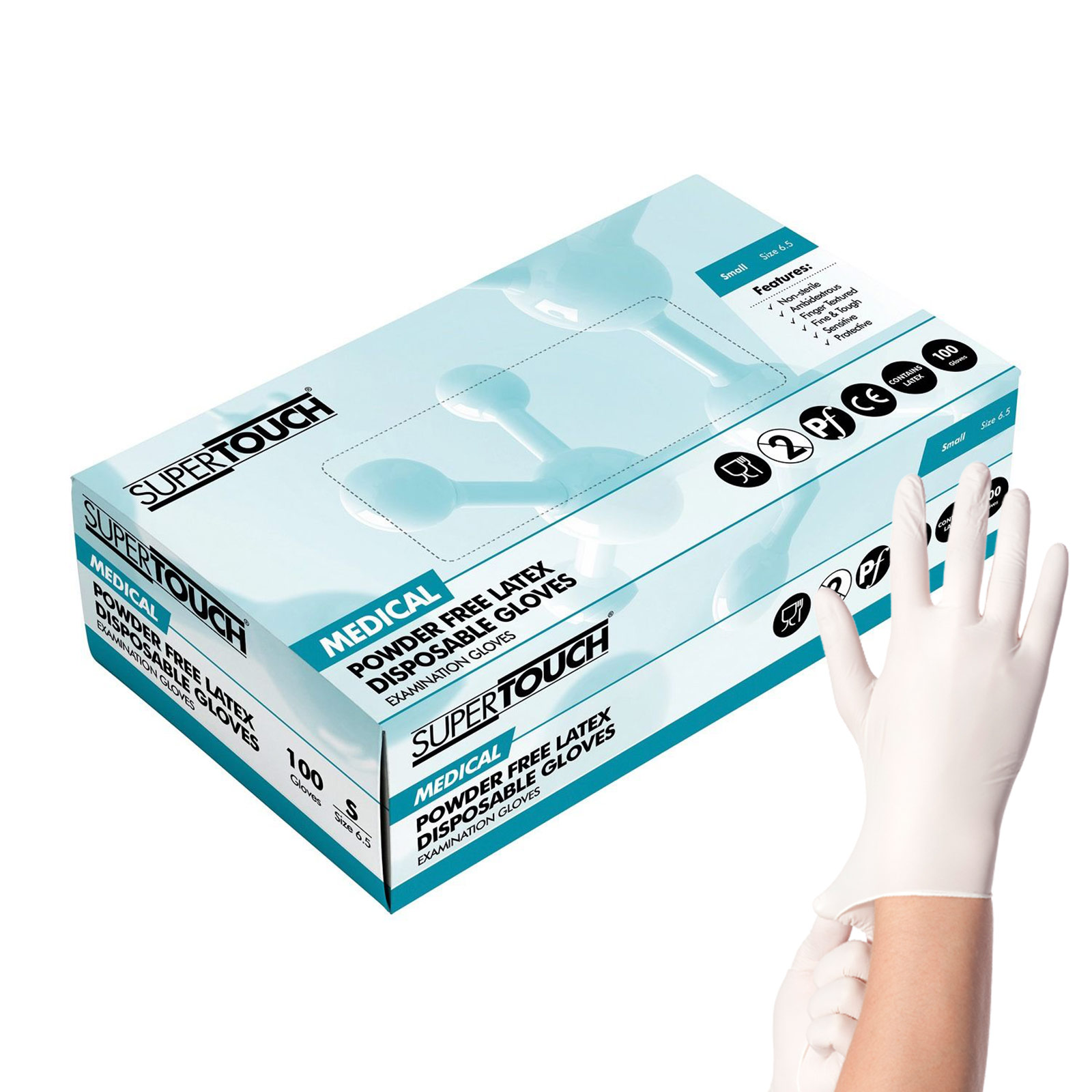 SuperTouch Disposable Slightly Powdered Vinyl Non-Sterile  Gloves BOX OF 100 