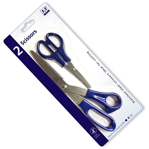 Blue Office Scissors 2 Pack 4in & 8in