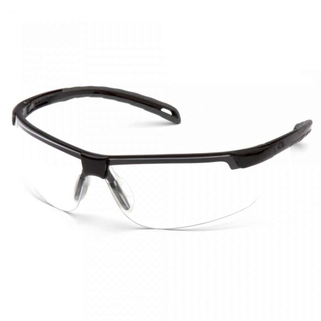 pyramex ever-lite lightweight sports style safety glasses with clear anti fog lens close up