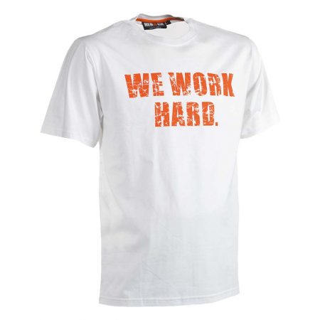 herock anubis slogan 'we work hard' tshirt in white