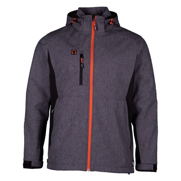 herock reflective hooded jacket in grey with black detailing and orange zip