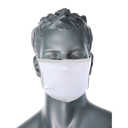 Portwest 3-Ply Anti-Microbial Fabric Face Mask White CV33