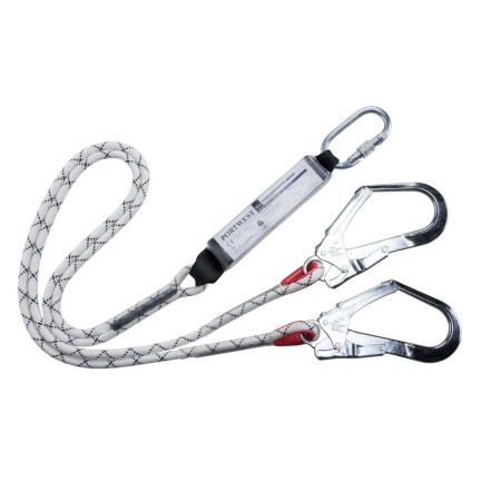 Portwest Double Kernmantle 1.8m Lanyard With Shock Absorber White FP55