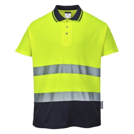 Portwest Hi-Vis Cotton Comfort Contrast Polo Shirt Short Sleeve