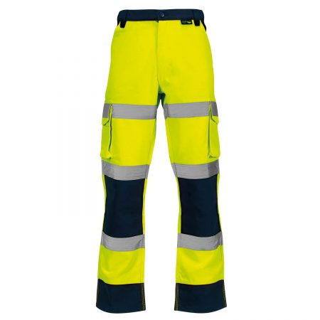 Supertouch Yellow Hi High Vis Visibility PU Waterproof Work Over Trousers Ankle 