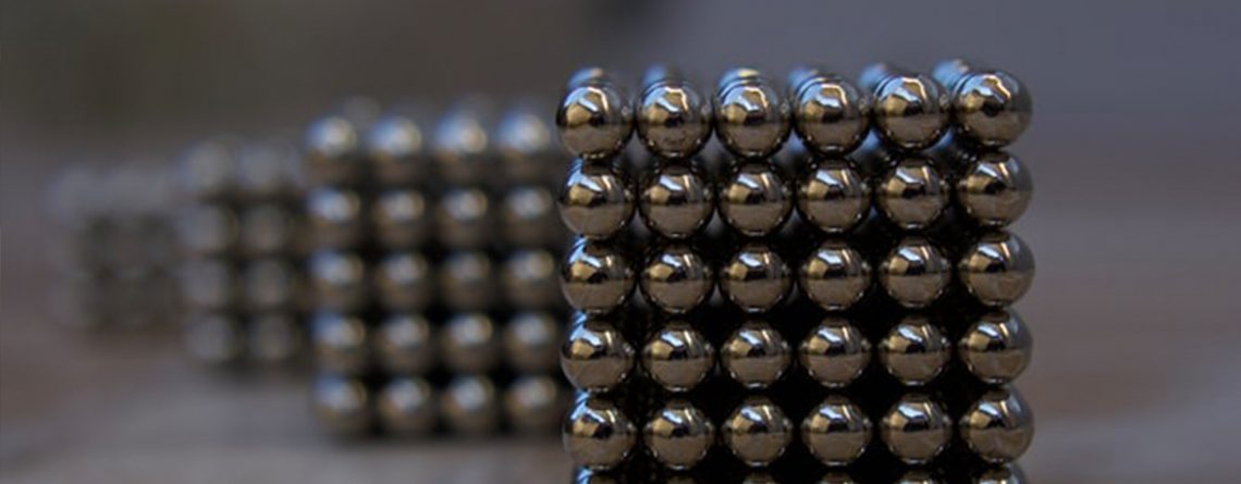 stacked up cubes of small neodymium magnets